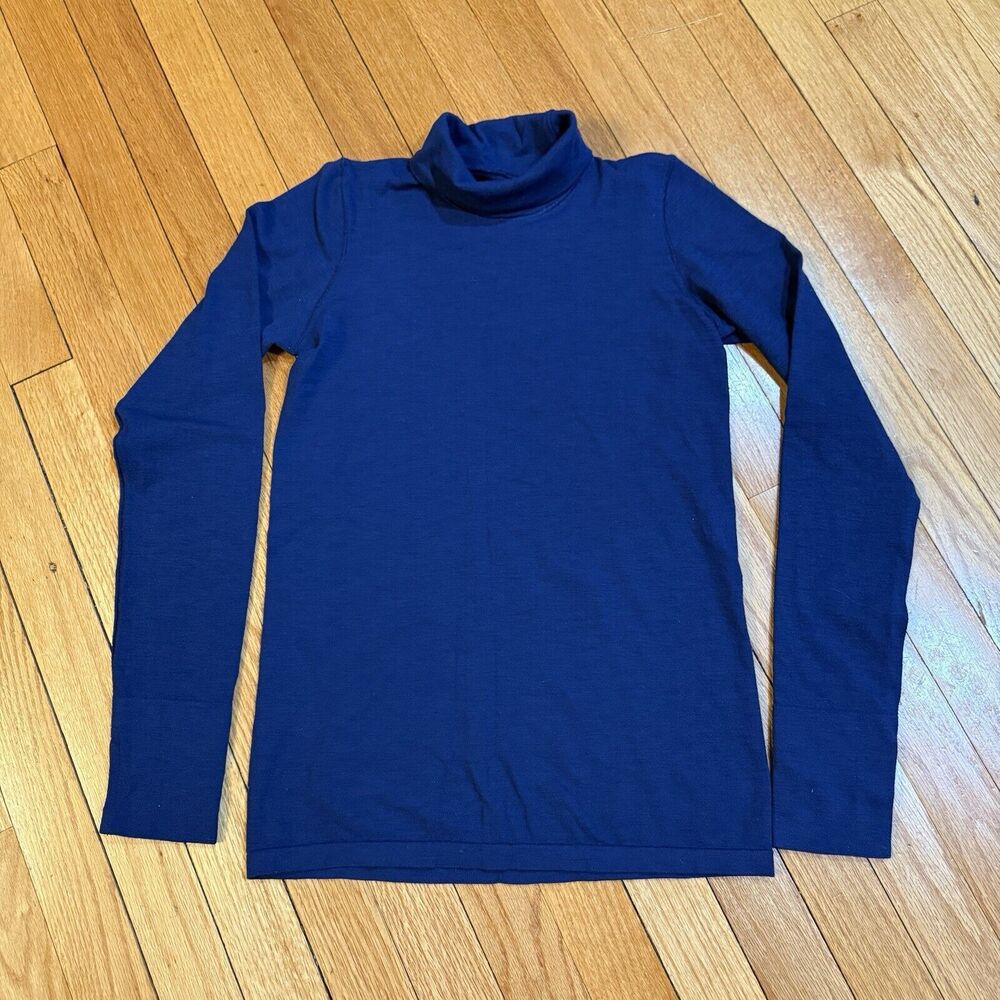 Athleta Foresthill Ascent Wool Blend Turtleneck Top Womens XS Blue Capsule EUC - Picture 3 of 10